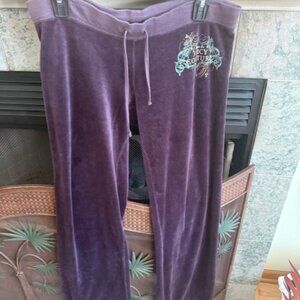 VTG Y2K Juicy Couture Purple Velour Track Pants Size M Mcbling
